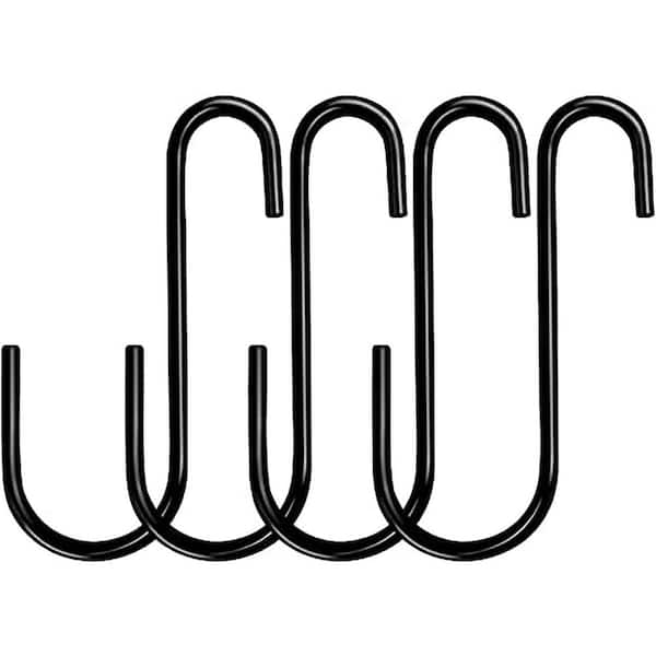 6 Inches Large Heavy Duty Black S Shaped Hooks for Hanging Plants Wind Chimes Garden Tools Indoor Outdoor Use 4 Pack