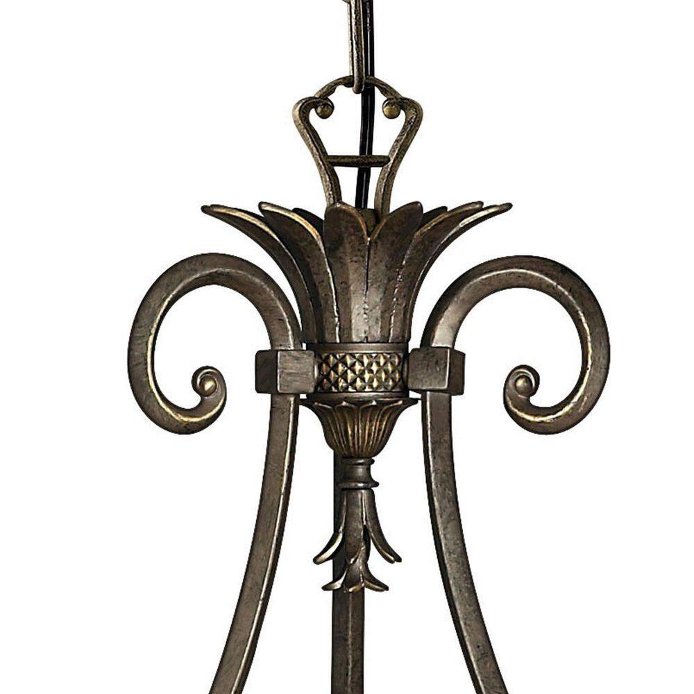 Pearl Bronze 7-Light Chandelier with Ivory Silk Shades