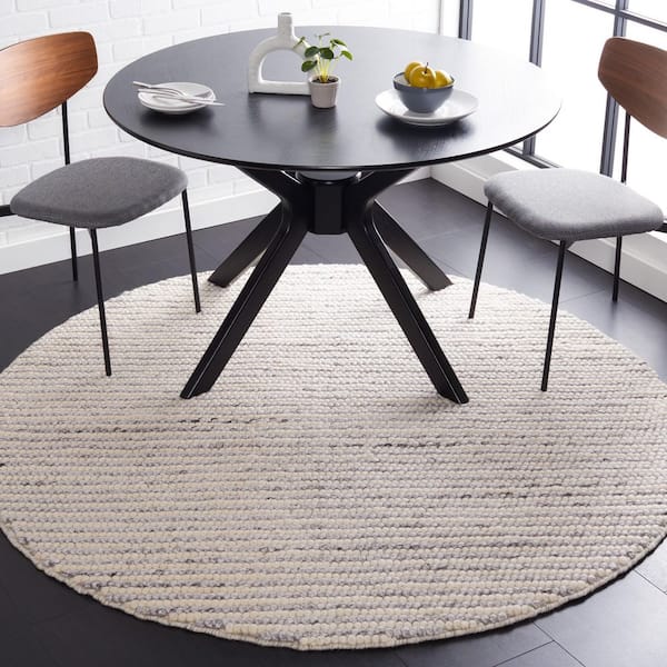 Natura 6 ft. x 6 ft. Ivory/Light Gray Basket Marle Round Area Rug