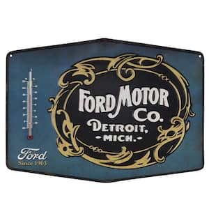 Motor Co. Die Cut Embossed Tin Thermometer Decorative Sign