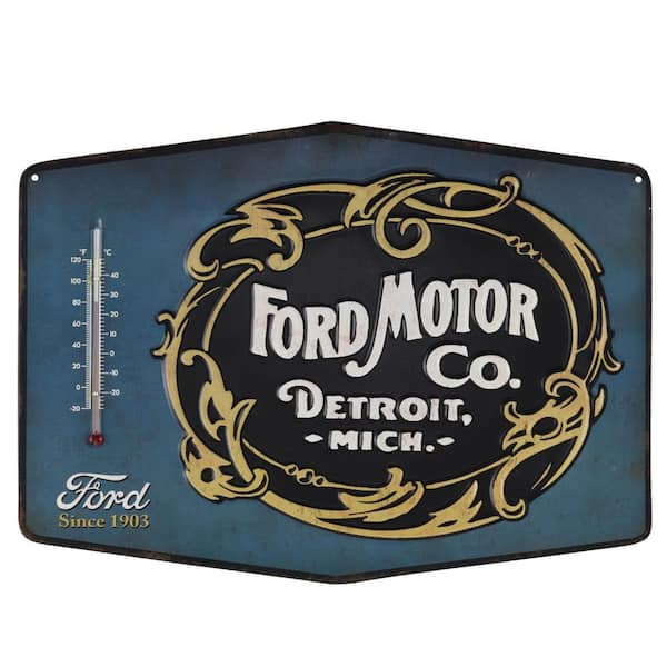 New Ford motor Co Embossed Metal Thermometer Open Road Brands Detroit Mich 