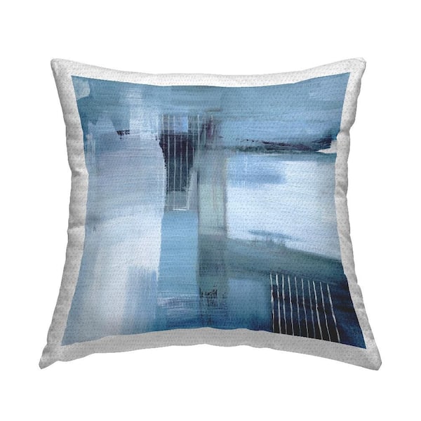 Stupell Industries Woven Paint Streaks Blue Square Outdoor Throw Pillow
