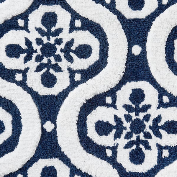 Better Trends Memory Foam Collection Blue 100% Cotton Medallion Pattern 20  x 32 Rectangle Bath Rug SS-BAJC012032BL - The Home Depot