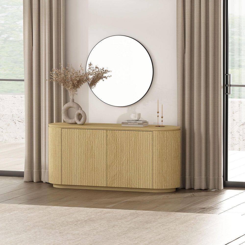 Manhattan Comfort Olivia Modern Natural Oak MDF 60 in. Sideboard