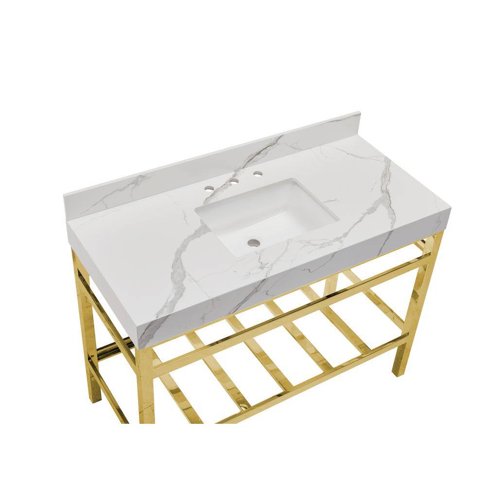 Marseille 48'' Calacatta White Engineered Marble Vanity Top with Sink