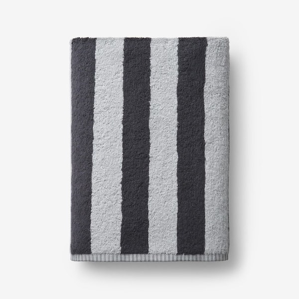 Company Cotton Reversible Stripe Pewter Turkish Cotton Single Bath Towel