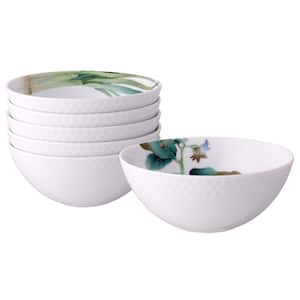 Kyoka Shunsai 5.5 in., 17 fl. Oz. White Porcelain Assorted Cereal Bowls (Set of 6)