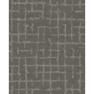 Shea Charcoal Distressed Geometric Charcoal Paper Strippable Roll (Covers 56.4 sq. ft.)