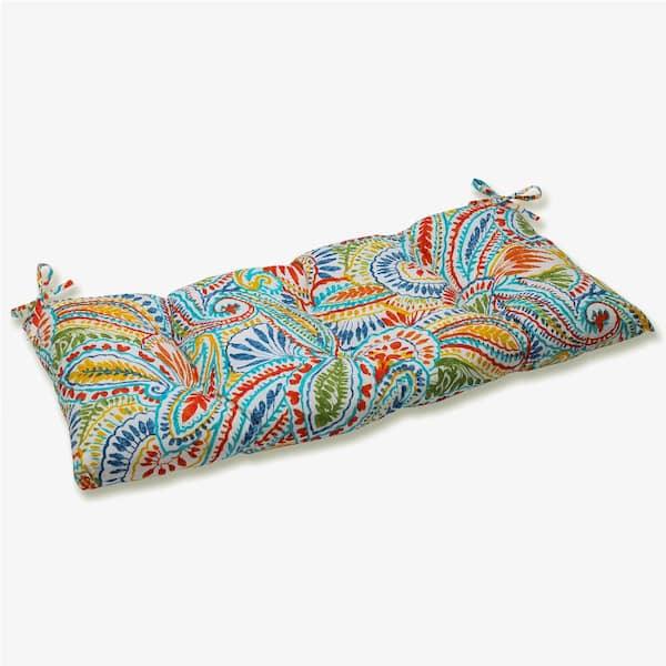 Pillow Perfect Paisley Rectangular Outdoor Bench Cushion in Blue/Multi ...