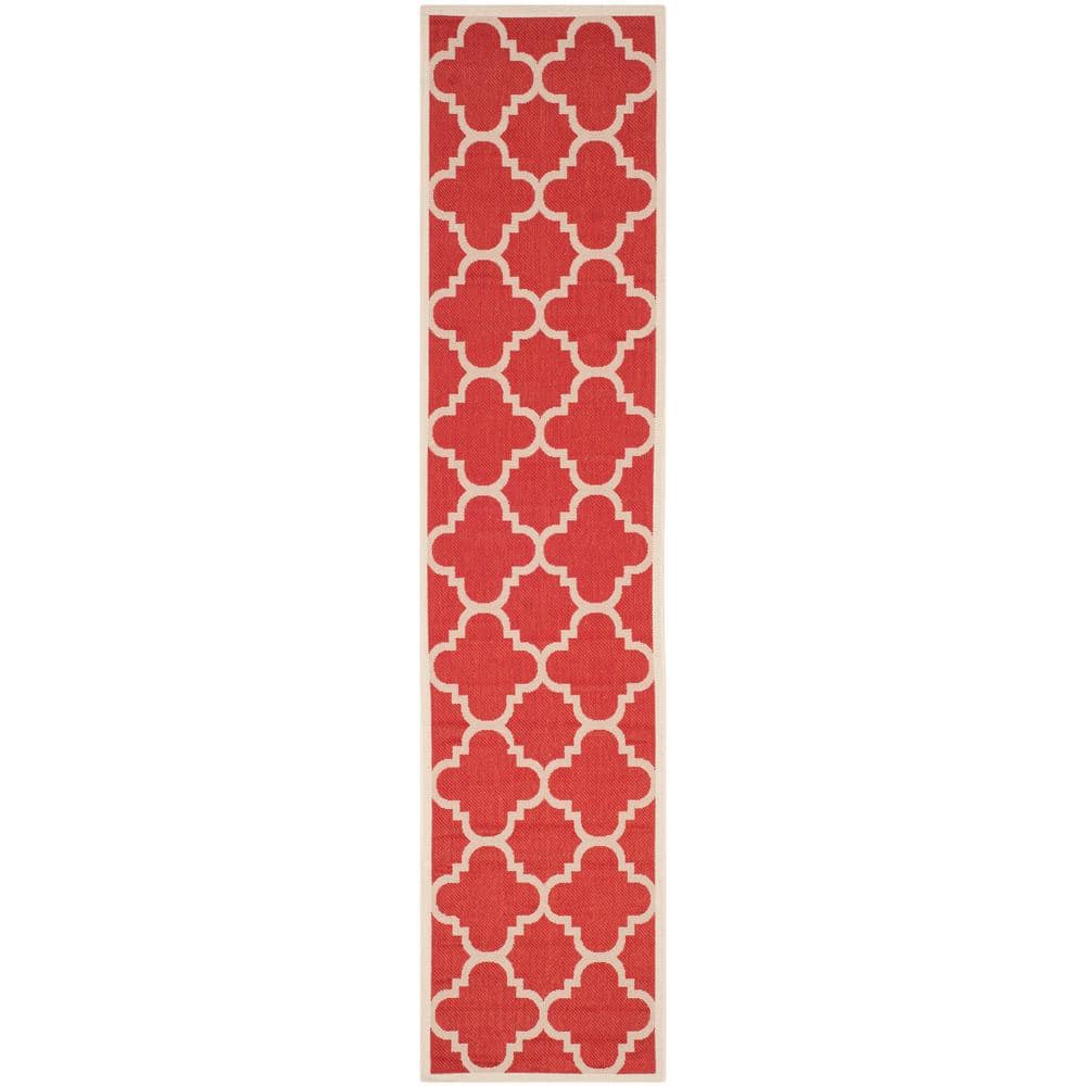 Courtyard Red 2 ft. x 12 ft. Border Clover Indoor/Outdoor Runner Rug price history on PriceWatchPro