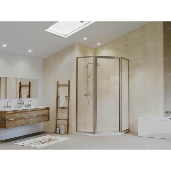 Coastal Shower Doors Legend 58 in. x 70 in. Framed Neo-Angle Hinged Shower Door in Brushed Nickel and Clear Glass