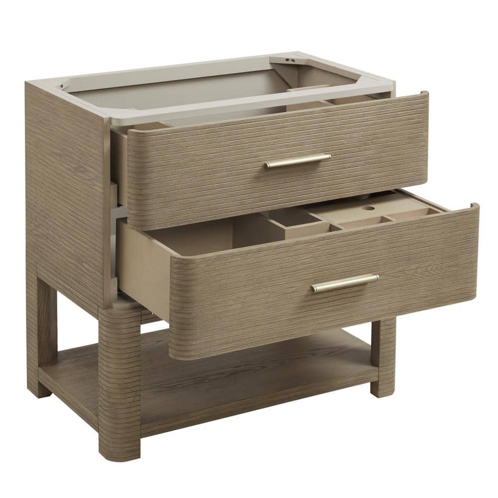 Lucian 36" Pebble Oak Single Vanity with Brass Hardware