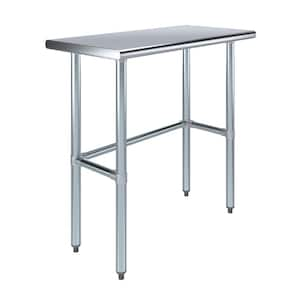 18 in. x 36 in. Stainless Steel Open Base Kitchen Utility Table Metal Prep Table