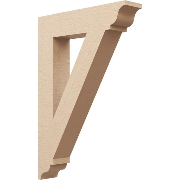 Ekena Millwork 5.5 in. x 40 in. x 28 in. Traditional Traditional Rough Cedar Woodgrain Timberthane Polyurethane Bracket, Primed Tan