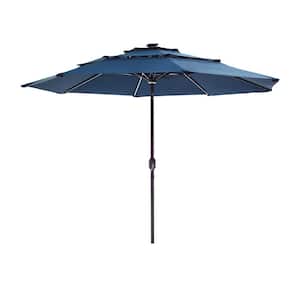 8-1/2 ft. Steel Market Solar Tilt Patio Umbrella in Blue