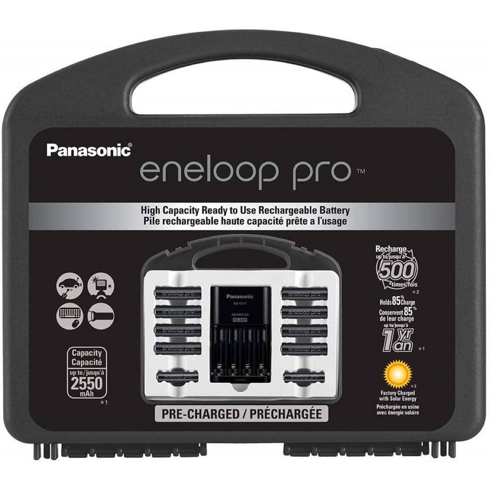 4 Pack Panasonic eneloop pro AA High Capacity Ni-MH Pre-Charged  Rechargeable Batteries + Free Battery Holder 