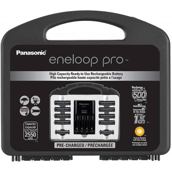 Panasonic eneloop pro Power Pack Includes 8AA, 2AAA Ni-MH Rechargeable Batteries, Advanced Charger and Plastic Storage Case