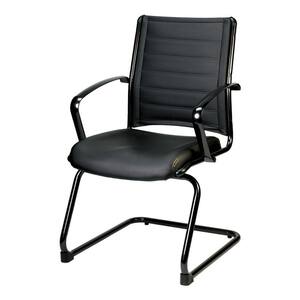 Zabrina Black Leather Guest Side Chair