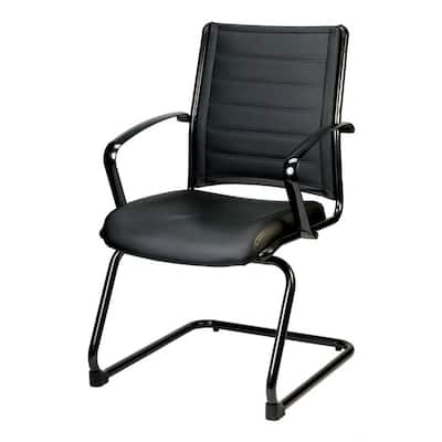 Zabrina Black Leather Guest Side Chair