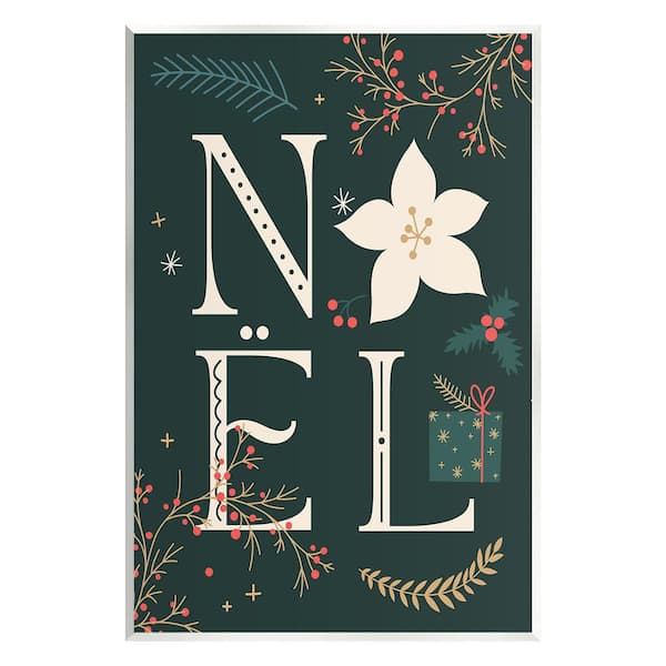 Stupell Industries Noel with Christmas Bloom by Lil' Rue 1-Piece Unframed Graphic Print Nature Poster Art Print 19 in. x 13 in.