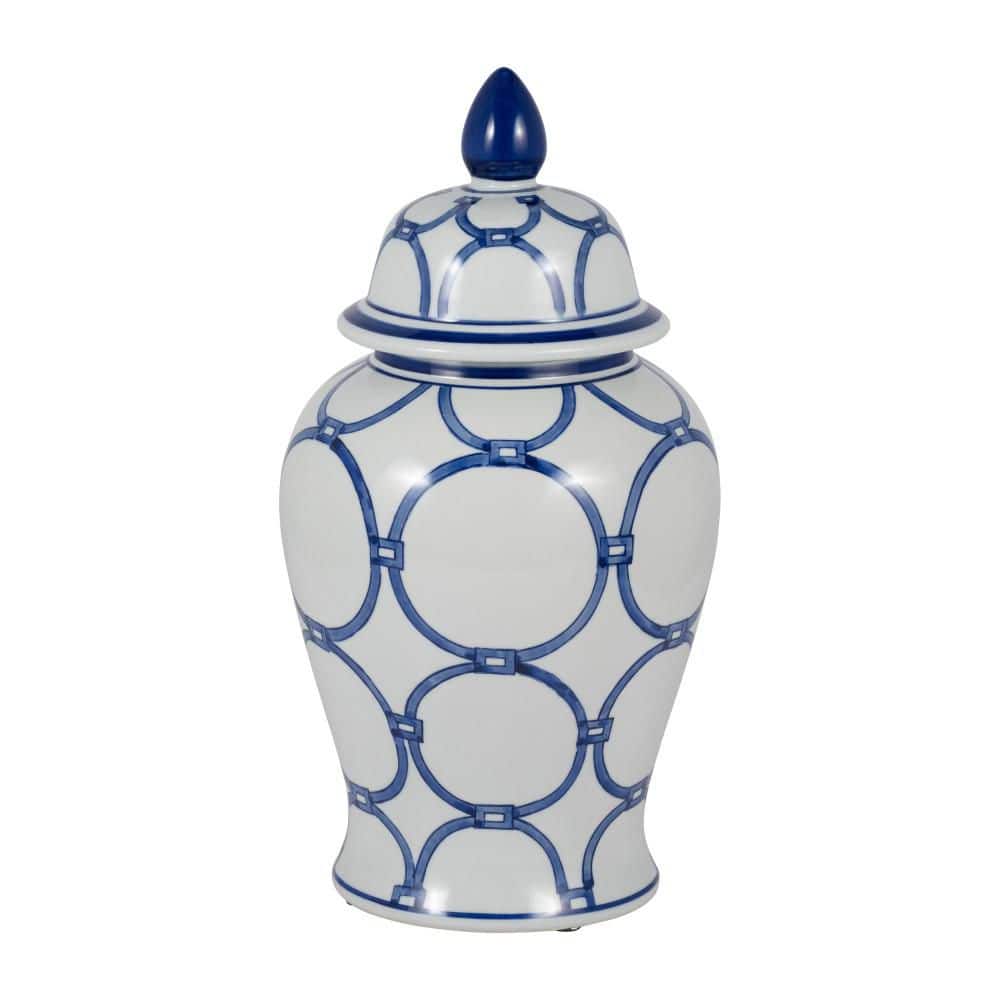 18 in. Blue/White Ceramic Links Temple Jar price history on PriceWatchPro