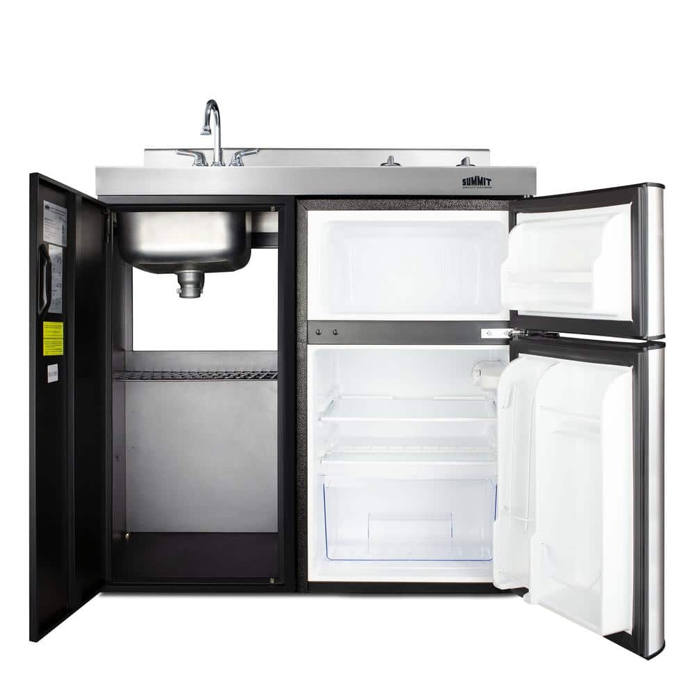 36" Black and Gray All-in-One Kitchenette with Smooth-Top Cooktop and Refrigerator