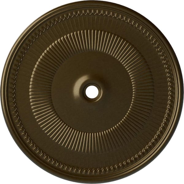 Ekena Millwork 1-1/2" x 51-1/8" x 51-1/8" Polyurethane Nevio Ceiling Medallion, Brass