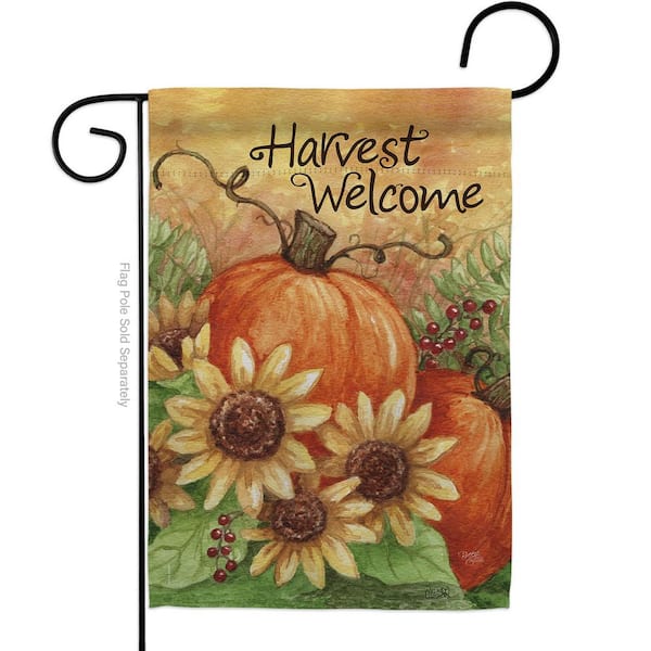Breeze Decor 13 in. x 18.5 in. Pumpkin Sunflower Garden Flag Double-Sided Fall Decorative Vertical Flags