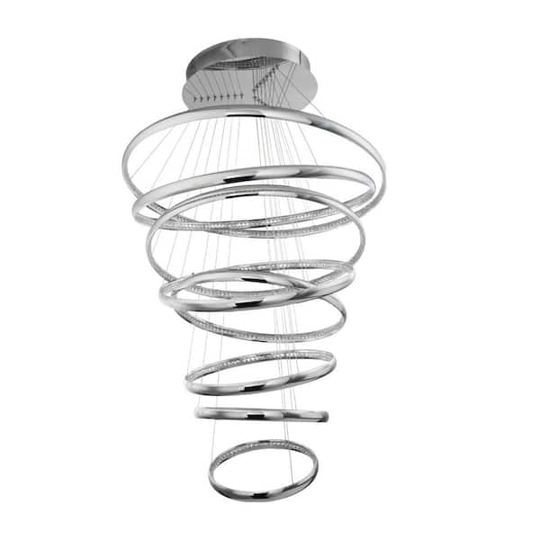 WAC Lighting Tumbling 54 in. 815-Watt Equivalent Integrated LED Chrome Pendant with Crystal Shade