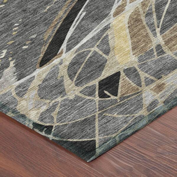 Chantille Machine Washable Indoor/Outdoor Abstract ACN2862 Black 10 ft. x 14 ft. Area Rug
