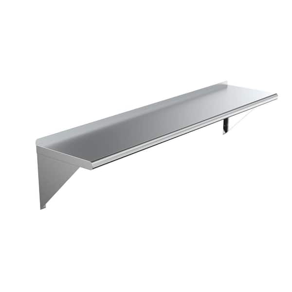 AMGOOD 16 in. x 60 in. Stainless Steel Wall Shelf Kitchen, Restaurant, Garage, Laundry, Utility Room Metal Shelf with Brackets