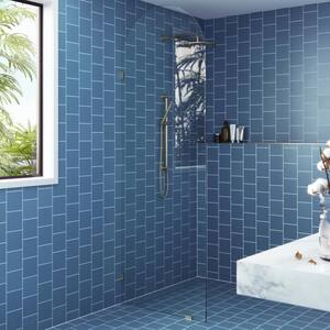 32 in. x 86.75 in. Frameless Shower Door - Arched Single Fixed Panel