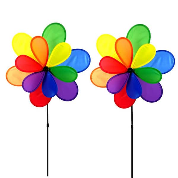 40 in. H Multi Colored Nylon Wind Yard Pinwheel Wind Spinner (2-Pack)