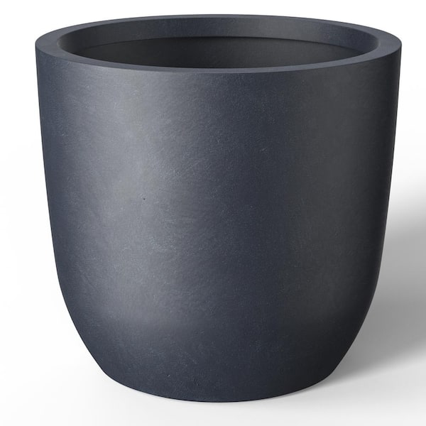 17 in. Large Granite Gray Concrete Round planter / Pot with drainage holes