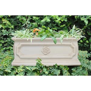 20 in. x 8 in. Aged White Stone Window Boxes & Troughs