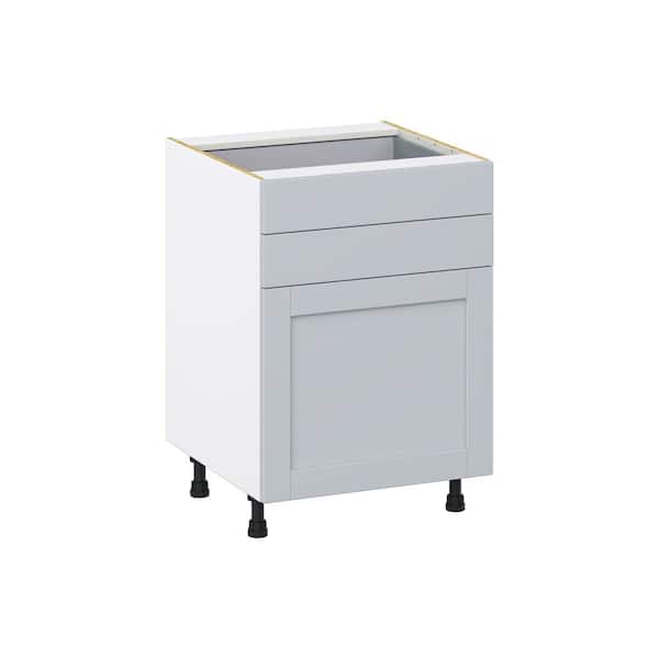 J COLLECTION Cumberland Light Gray Shaker Assembled Base Kitchen Cabinet with2 Drawers (24 in. W x 34.5 in. H x 24 in. D)