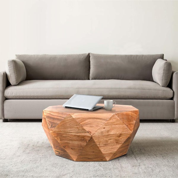 THE URBAN PORT Bon 33 in. Dark Brown Other Acacia Wood Coffee Table With Smooth Top