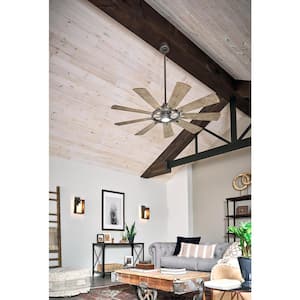 Gentry 65 in. Indoor Anvil Iron Downrod Mount Ceiling Fan with Integrated LED with Wall Control Included