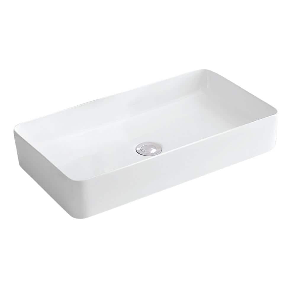 Valera 24" White Ceramic Rectangular Vessel Bathroom Sink