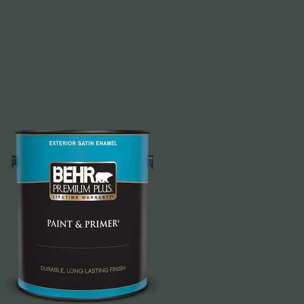 BEHR PREMIUM PLUS 1 gal. Home Decorators Collection #HDC-CL-21 Sporting Green Satin Enamel Exterior Paint & Primer