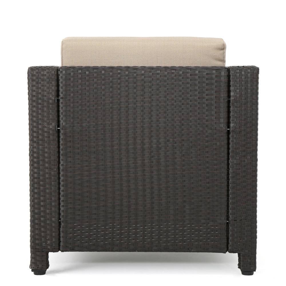 Modern 5-Piece Outdoor Club Chair Set with Cushions in Brown and Beige