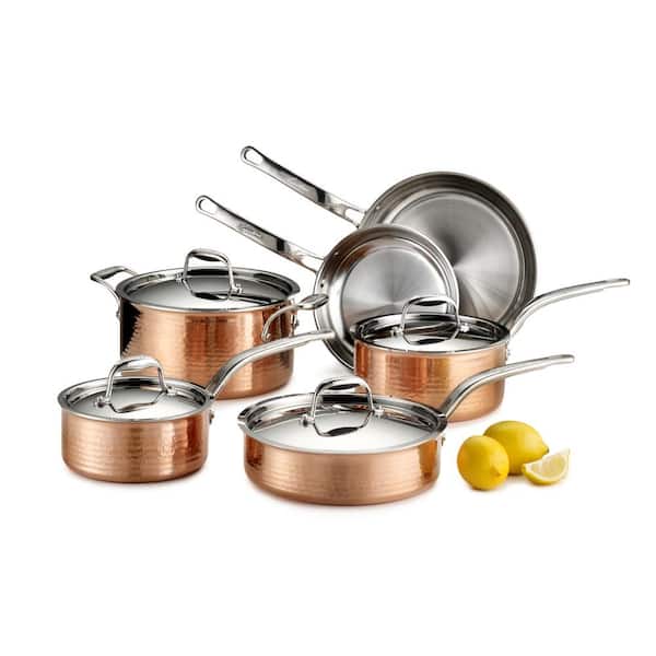 LAGOSTINA Martellata 10-Piece Hammered Copper Tri-Ply Cookware Set