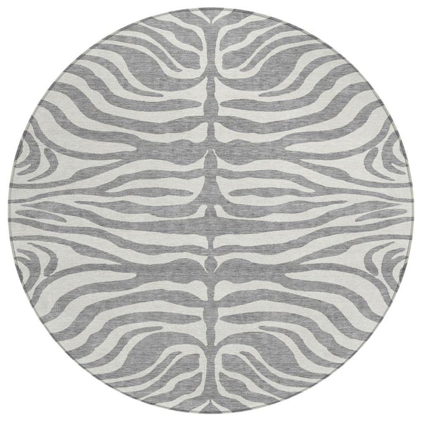Chantille Machine Washable Indoor/Outdoor Abstract ACN1042 Gray 8 ft. x 8 ft. Area Rug