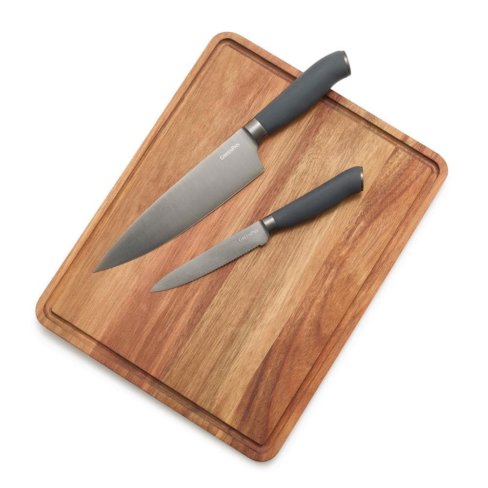 GreenPan Titanium Cutlery 3pc Knife and Cutting Board Set