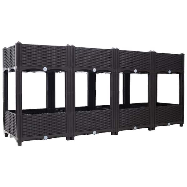 63 in. x 15.70 in. Elevated Brown Polypropylene Raised Garden Bed with Drainage Plug