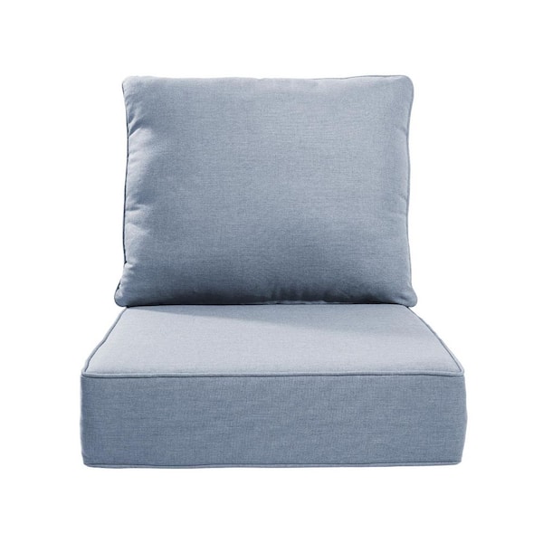 22 in. x 21 in. 2-Piece Replacement Outdoor Lounge Chair, Sectional, Couch Cushion in Light Blue