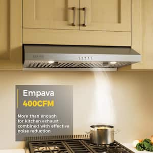 30 in. 400 CFM Ultra Slim Ducted Kitchen Under Cabinet Range Hood with Light in Stainless Steel