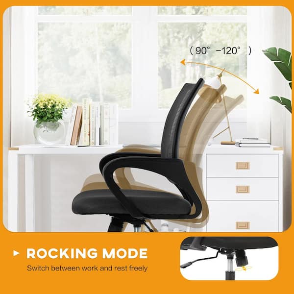 Henry Mesh Cushioned Ergonomic Desk Chair in Black With Non-Adjustable Arms