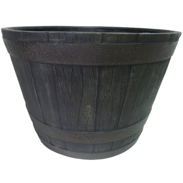 Unbranded 22-1/2 in. Dia Resin Whiskey Barrel Planter