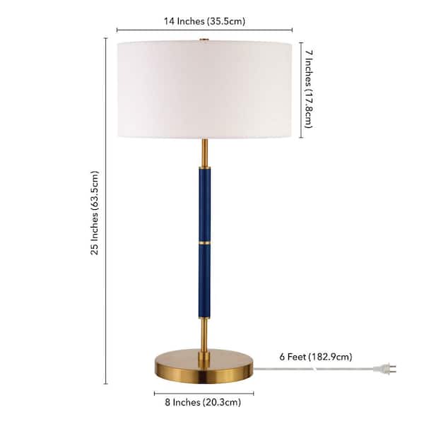 Blue And Brass 2 Bulb Table Lamp Tl0534, Table With Lamp Attached Home Depot